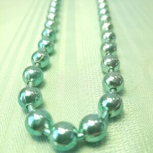Authentic 1960s Metallic Turquoise Enamel Ball Chain Necklace – 36"